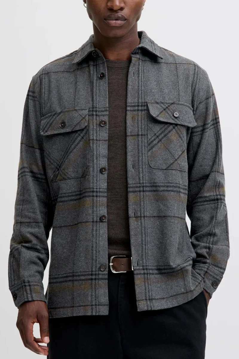 Риза Overshirt Jprrayle Melange Check L/S Overshirt 12286804 C-N25 dark grey — снимка 2