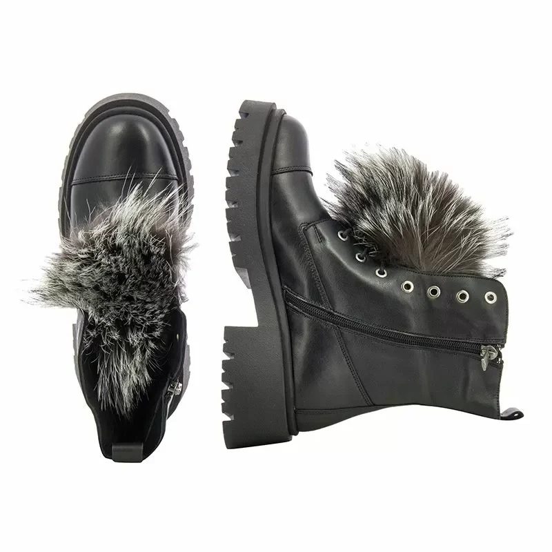 Дамски Кубинки CARLO FABIANI – 28105 PELICA BLACK FUR — снимка 6