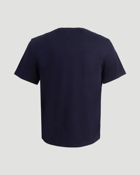 Cotton T-Shirt in Dark Navy — снимка 3