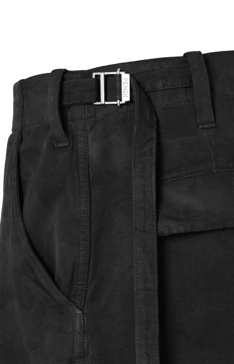 Doppio Punto Cotton Bermuda Shorts in Black — снимка 3