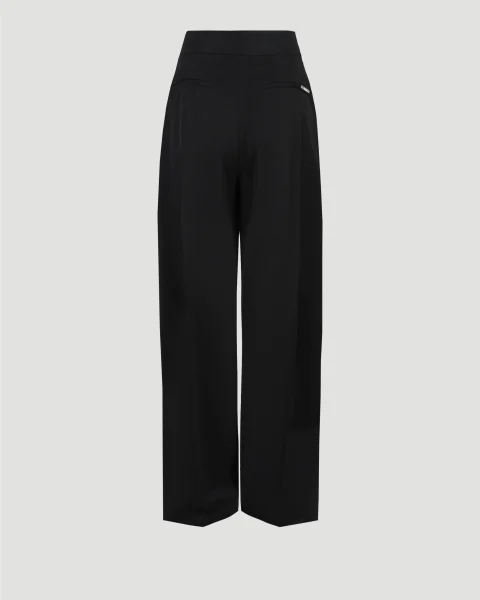 Wide-Leg Black Long Pants in Wool — снимка 3