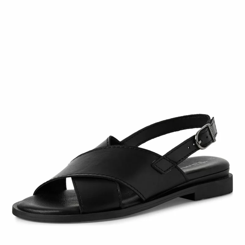 Дамски Равни Сандали TAMARIS – 1-28102-44-003 BLACK LEATHER — снимка 3