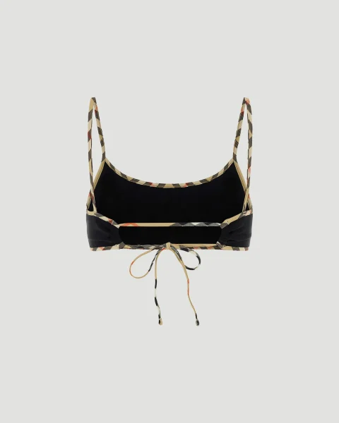 Check Trim Bikini Top in Black — снимка 2