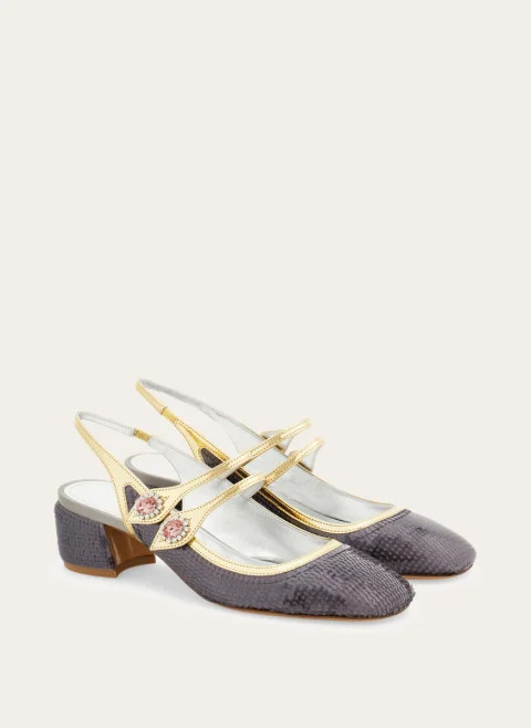 Обувки на ток с пайети Ferragamo — снимка 2
