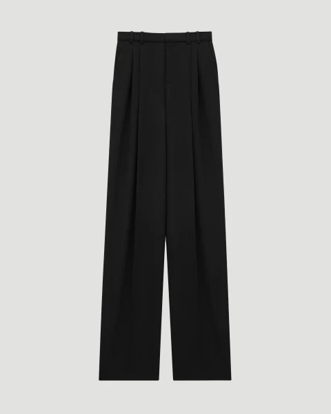 Wide-Leg Pants in Grain de Poudre
