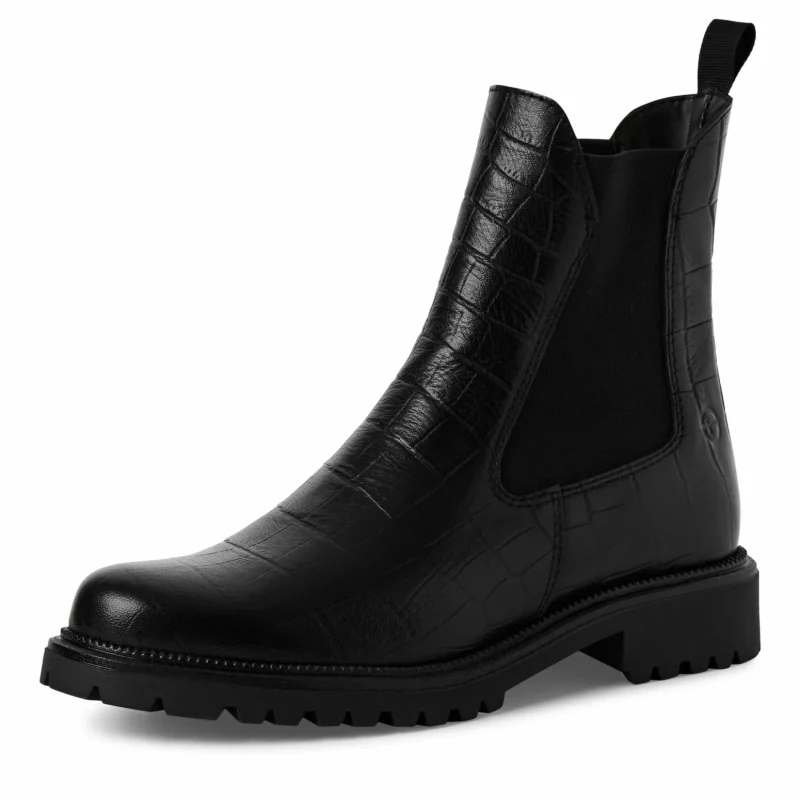 Дамски Равни Боти TAMARIS – 1-25427-41-028 BLACK CROCO — снимка 3