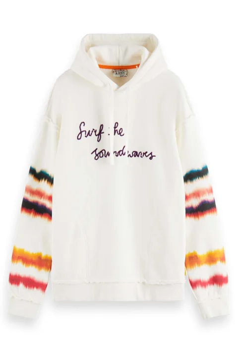 Суичър Relaxed Fit Raw Edge Artwork Hoodie 174508 SC0001 off white