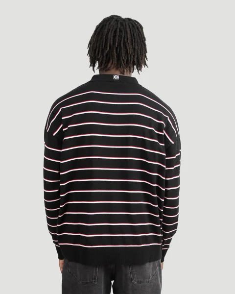 Polo Sweater in Striped Cotton Knit — снимка 4