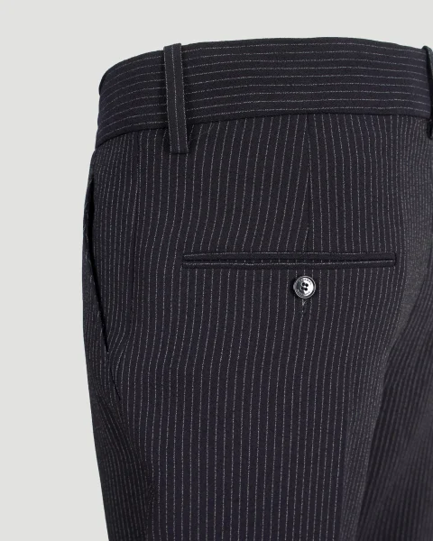 Pinstriped Cigarette Trousers in Midnight Blue — снимка 3