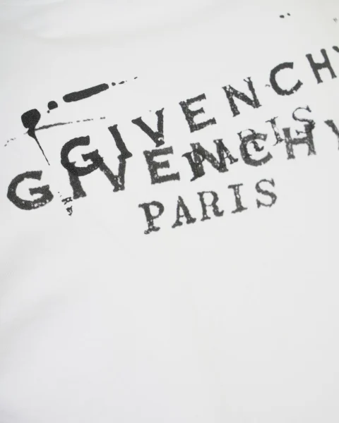 T-Shirt with Givenchy Stamp Print in White — снимка 4