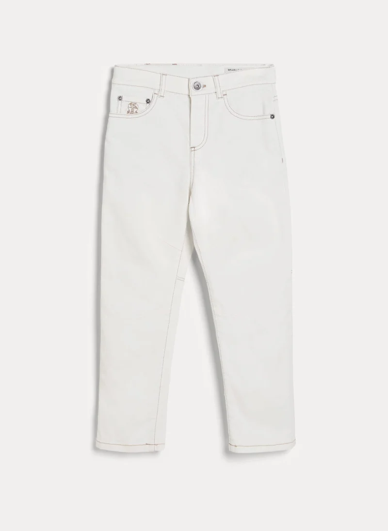 Деним с контрастни детайли Brunello Cucinelli Kids 8 — снимка 6