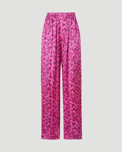 All-Over Eiffel Tower Logo Silk Pants