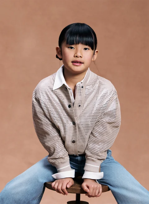 Разкроен деним с монили Brunello Cucinelli Kids 4-6 — снимка 5