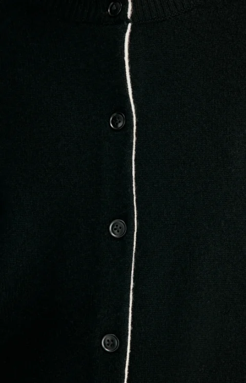 Nicola Bicolor Cashmere Cardigan in Black/Ivory — снимка 2