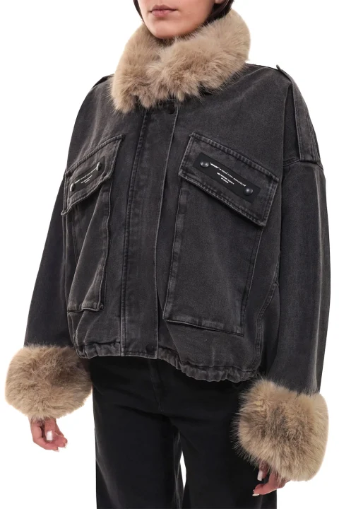 Яке Women Teddy Fur Denim MW094070824 black