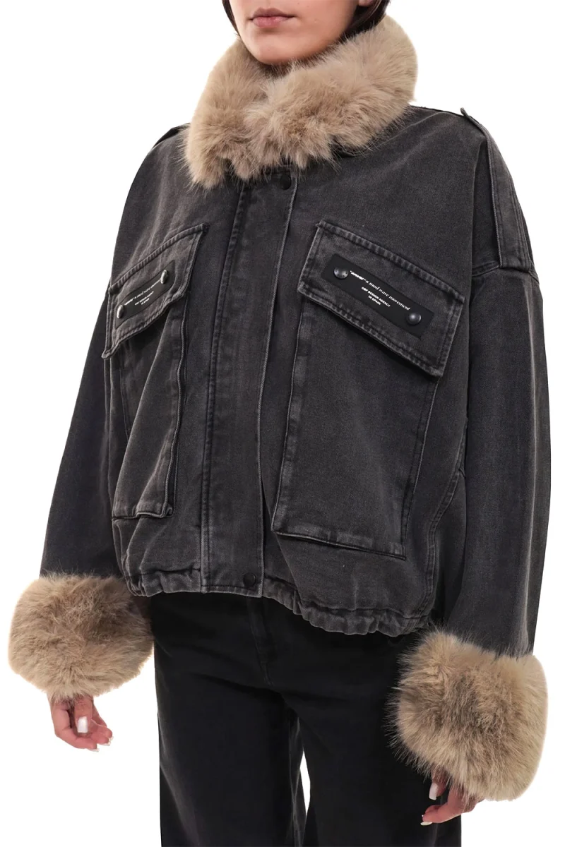 Яке Women Teddy Fur Denim MW094070824 black