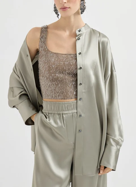 Топ от коприна с пайети Brunello Cucinelli — снимка 4