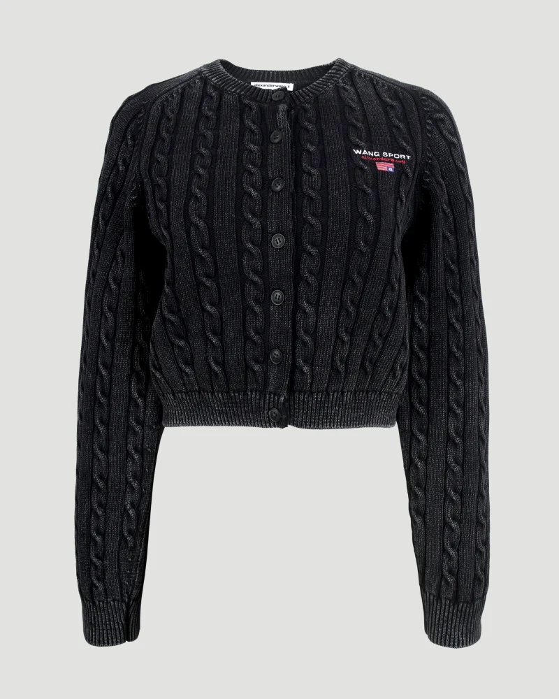 Organic Cotton Cable-Knit Cropped Cardigan