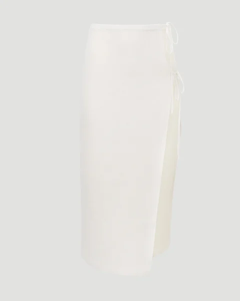 Knit Cutout Midi Skirt in Cream