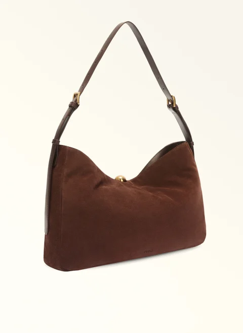Велурена чанта Furla Sfera Toni Cioccolato L — снимка 2