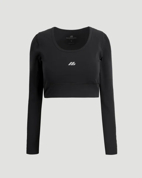 Activewear Long Sleeve Sports Bra in Black