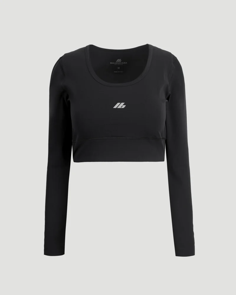 Activewear Long Sleeve Sports Bra in Black