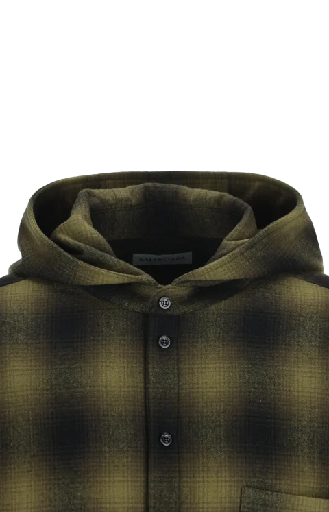 Wool Overshirt in Khaki/Black — снимка 3