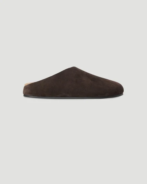 Hudson Slide in Suede and Shearling