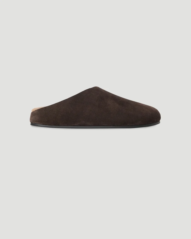 Hudson Slide in Suede and Shearling