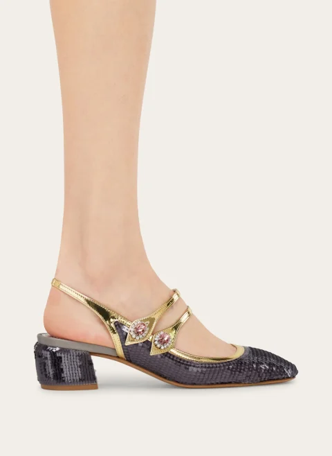 Обувки на ток с пайети Ferragamo — снимка 4