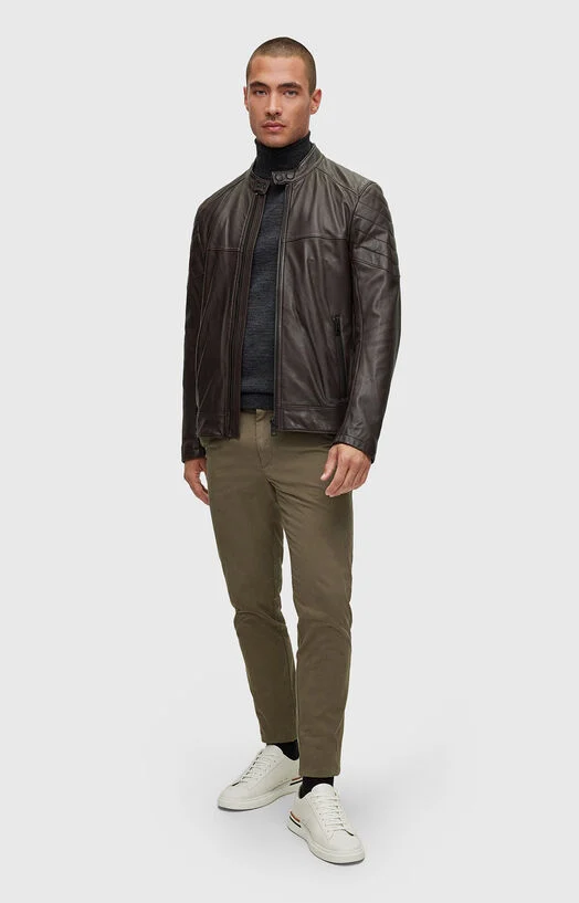 Слим пуловер с поло яка MUSSO-P в сив цвят — снимка 2