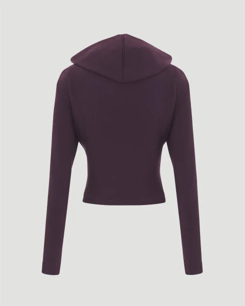 Cropped Hooded Top in Prune — снимка 6