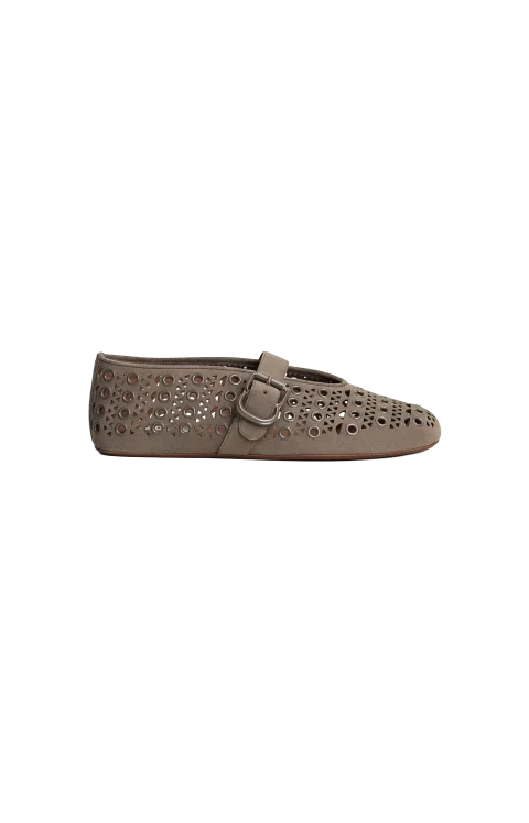 Ballet Flats in Vienne Suede with Eyelets