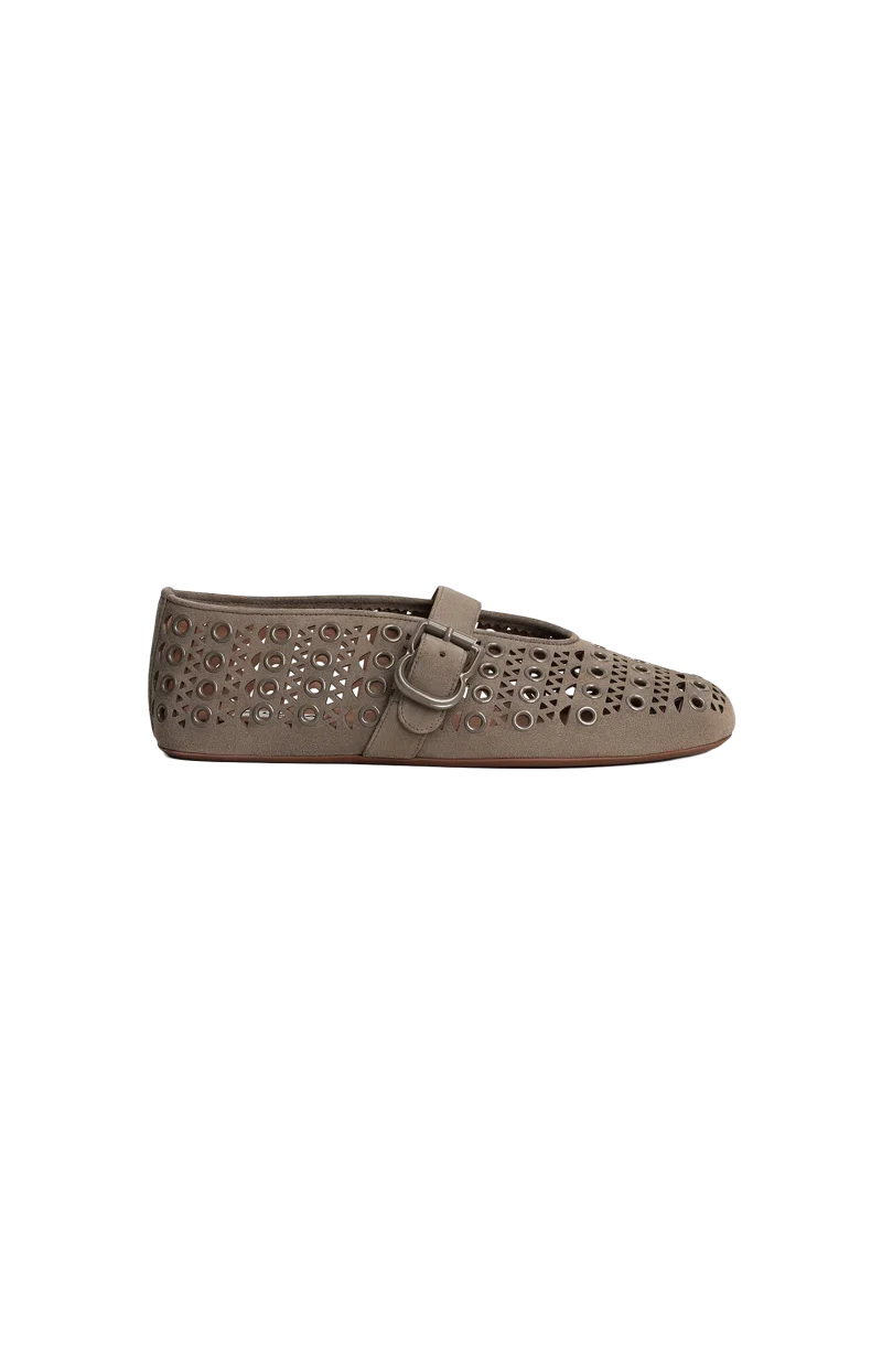 Ballet Flats in Vienne Suede with Eyelets