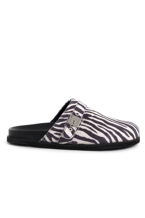 Mules Pescura Charlene Printed Suede Sz Womens F312101088 1088 black/white
