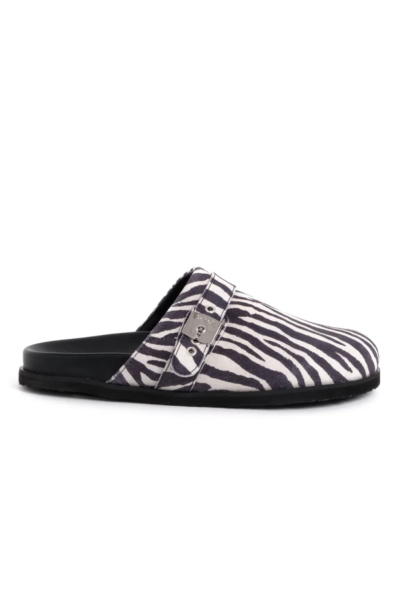 Mules Pescura Charlene Printed Suede Sz Womens F312101088 1088 black/white