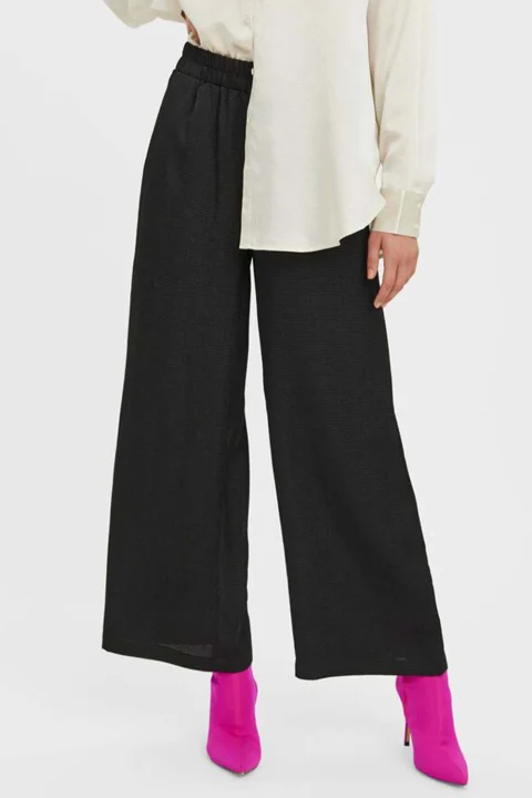 Панталони Vmsabi Hw Wide Pants Wvn Noos 10274407 C-N10 Black — снимка 2