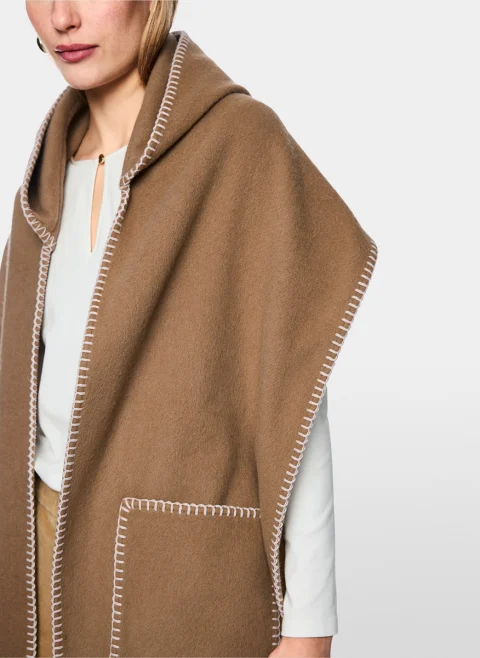 'Cape' от вълна с контрастни шевове Marc Cain Collections — снимка 5