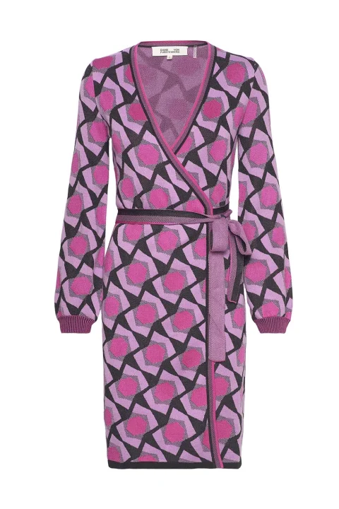 Рокли Dvf Alexio Wrap Dress DVFDR3Q002CGLWP B2342 cube geo large wine pink