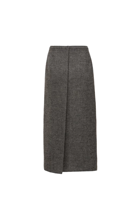 Wool Midi Skirt in Grey — снимка 2
