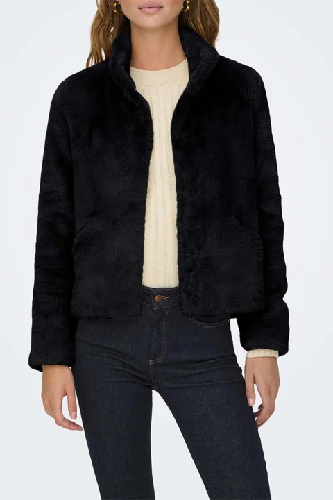 Палто Onlnewvida Life Faux Fur 15295423 C-N10 black — снимка 2
