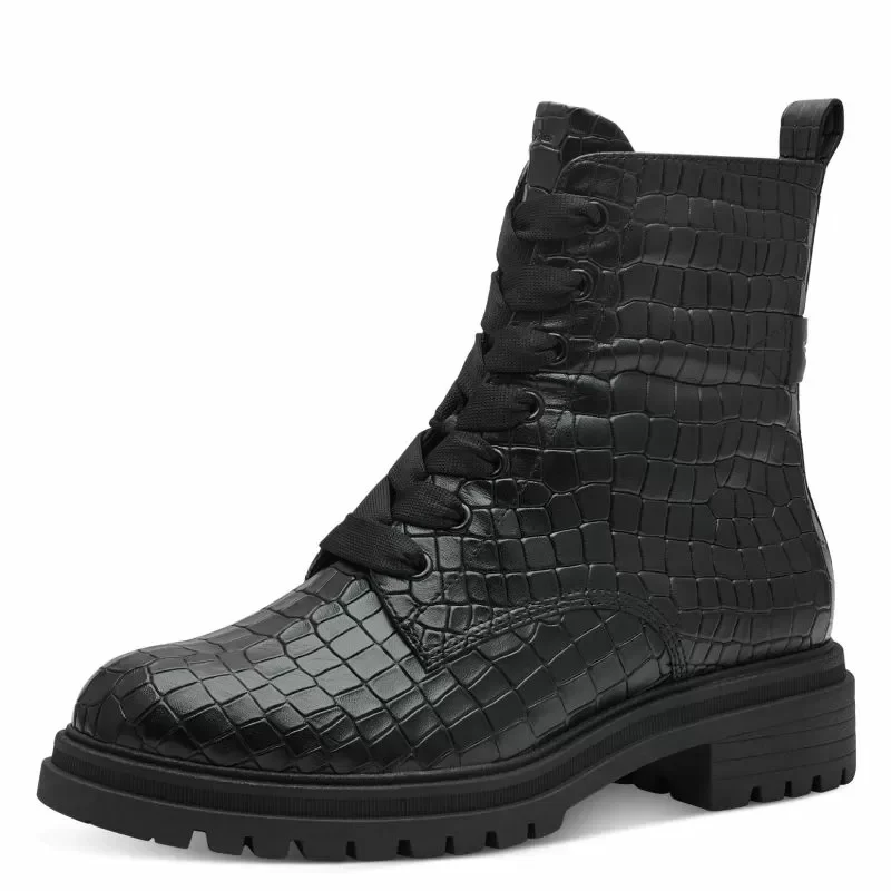 Дамски Кубинки TAMARIS – 1-25208-43-028 BLACK CROCO — снимка 3