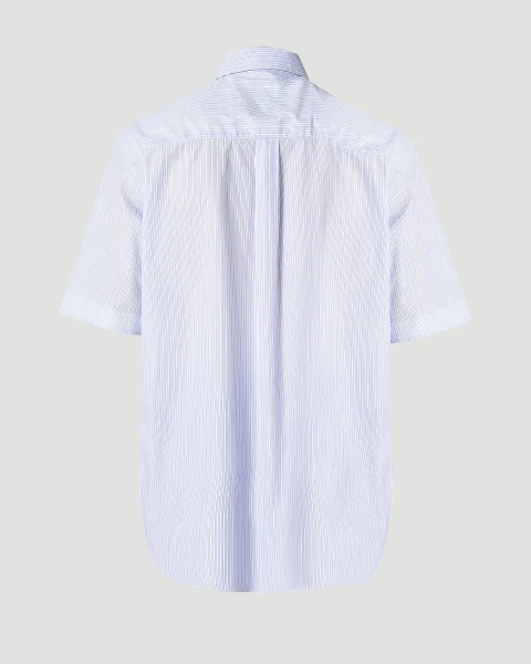 Striped Cotton Poplin Shirt in Blue — снимка 3