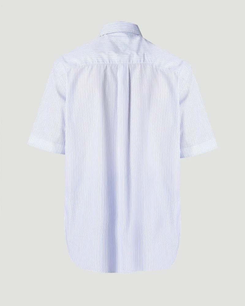 Striped Cotton Poplin Shirt in Blue — снимка 3