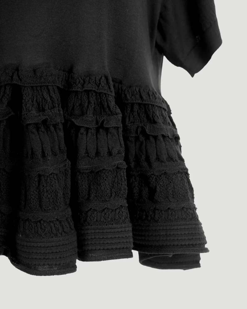 Wool Crinoline Top in Black — снимка 2
