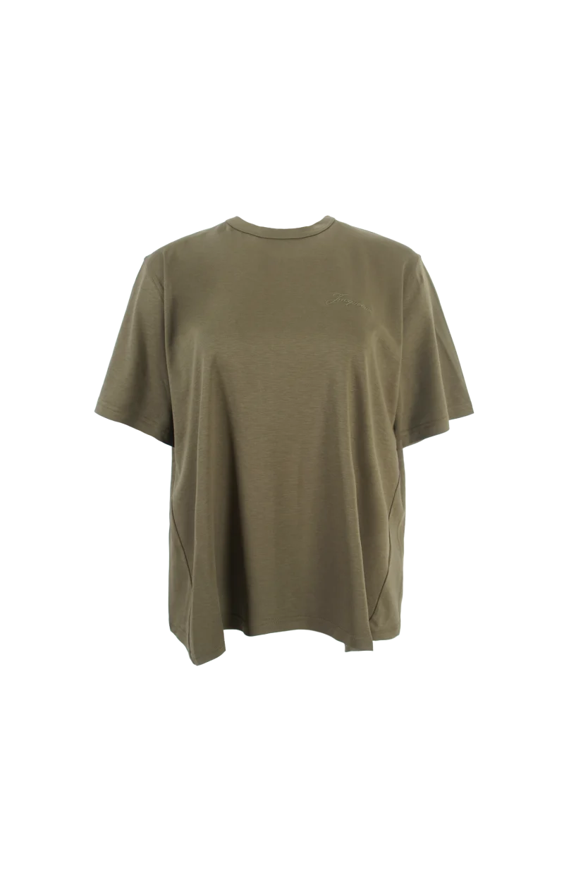 Khaki T-Shirt with Pleats on the Back