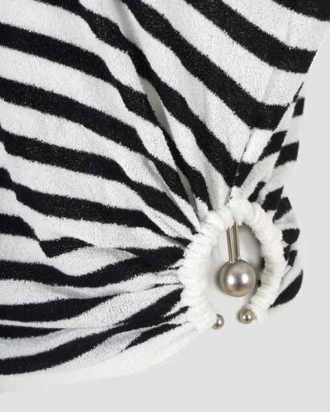 Stripe Knit Ruched Orbit Tee — снимка 2