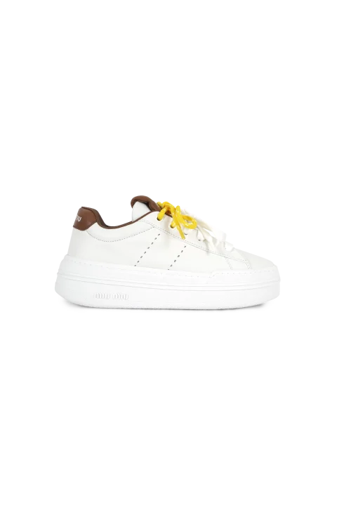 White/Cognac Leather Sneakers
