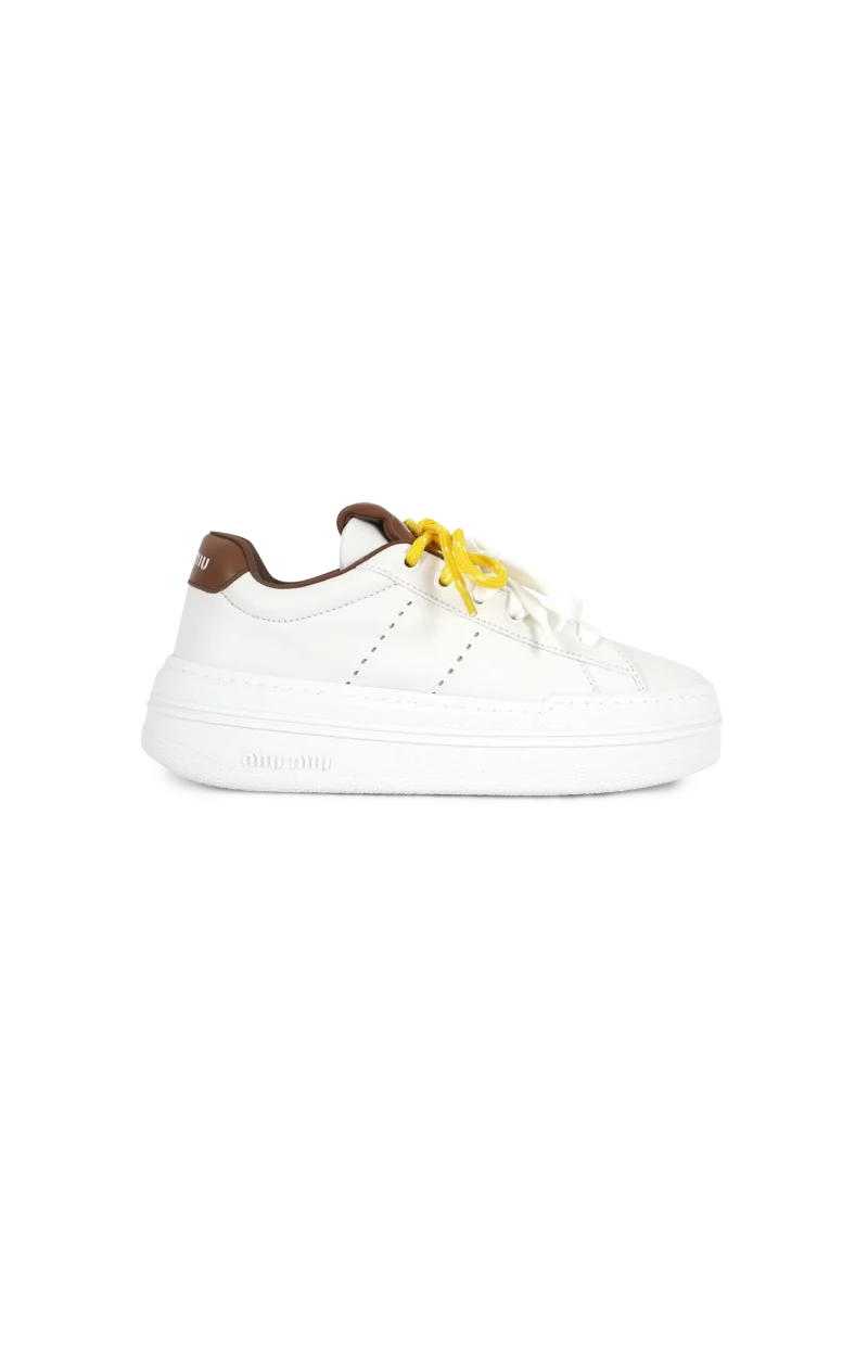 White/Cognac Leather Sneakers