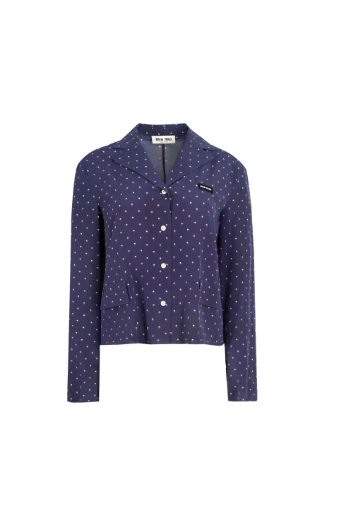 Silk Polka Dot Shirt in Blue